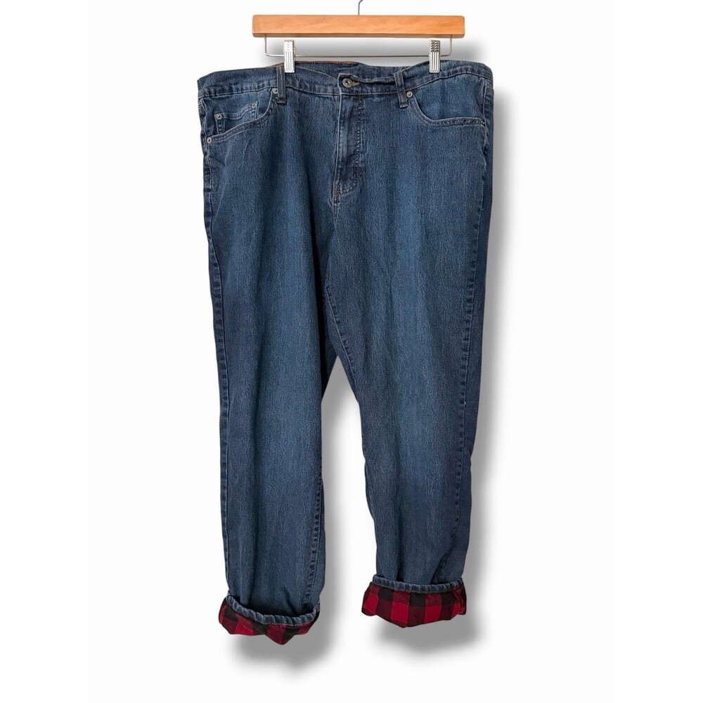 Eddie Bauer Men's Flannel Lined Denim Jeans Blue 40x32 Straight Fit Stretch Warm